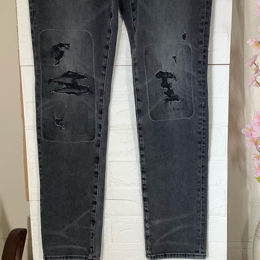 American Eagle AirFlex+ Slim Patchwork Jeans Black Faded 30x32 - Picture 4 of 8